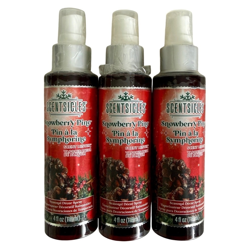 Scentsicles Scent Mister Snowberry Pine Holiday Home Spray Set of 3 4oz Each